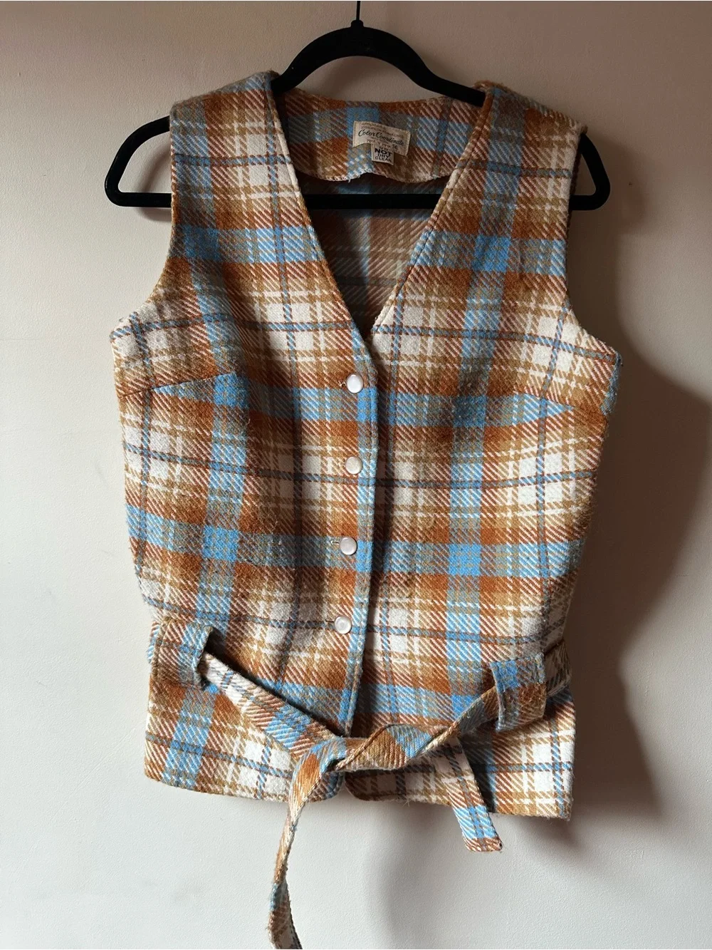 Vintage 70s Plaid Vest Mini Skirt Set